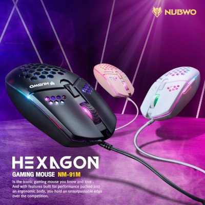 Nubwo NM-91M Hexagon Gaming Mouse เมาส์เกมมิ่ง