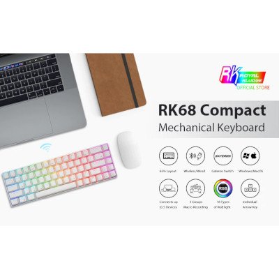 Royal Kludge RK68 RGB Hotswap USB HUB Mechanical Keyborad คีย์บอร์ดเกมมิ่ง