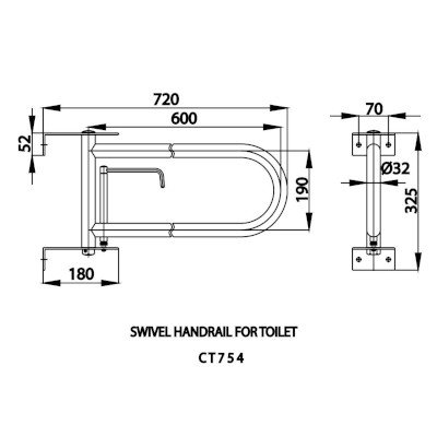 Cotto ราวทรงตัวแบบสวิงสำหรับโถสุขภัณฑ์ รุ่น CT754