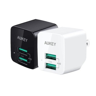 Aukey หัวปลั๊กชาร์จเร็ว Ultra Compact AiPower Adaptive Fast Charge ขนาด 2 ช่อง รุ่น PA-U32