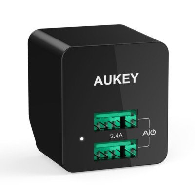 Aukey หัวปลั๊กชาร์จเร็ว Ultra Compact AiPower Adaptive Fast Charge ขนาด 2 ช่อง รุ่น PA-U32