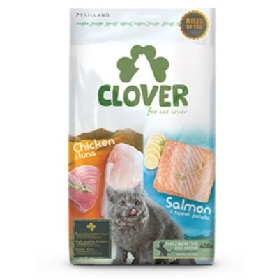 Clover Ultra Holistic & Grain-free 400g (โคลเวอร์ อาหารแมว ตัวแน่น ถนอมไต 2 รสชาติในถุงเดียว 400 กรัม)