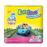 ราคา เบบี้เลิฟ เพลย์แพ้นส์ กางเกงผ้าอ้อม ขนาด S 4-8 กก. 74 ชิ้น (BabyLove Playpants Diapers Size S 4-8kg 74pcs)