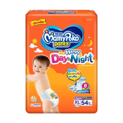 MamyPoko มามี่โพโค แพ้นท์ ผ้าอ้อมแบบกางเกง รุ่น เดย์แอนด์ไนท์ ขนาด XL 54 ชิ้น