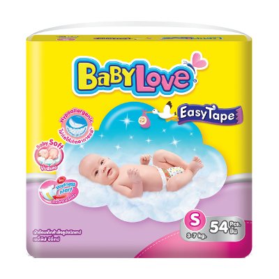 BabyLove เบบี้เลิฟ อีซี่ เทป ผ้าอ้อมแบบเทป สำหรับเด็กแรกเกิด NB ขนาด S 54 ชิ้น