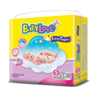 BabyLove เบบี้เลิฟ อีซี่ เทป ผ้าอ้อมแบบเทป สำหรับเด็กแรกเกิด NB ขนาด S 54 ชิ้น