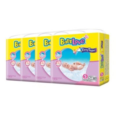 BabyLove เบบี้เลิฟ อีซี่ เทป ผ้าอ้อมแบบเทป สำหรับเด็กแรกเกิด NB ขนาด S 54 ชิ้น