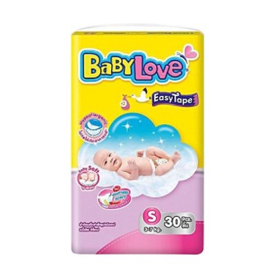 เบบี้เลิฟ อีซี่ เทป ผ้าอ้อมแบบเทป ขนาด S 3-7 กก. 30 ชิ้น (BabyLove Easy Tape Diapers Size S 3-7kg 30pcs)