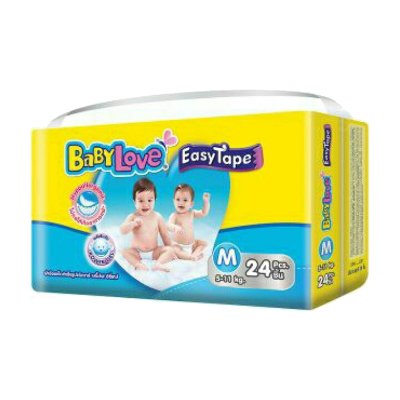 เบบี้เลิฟ อีซี่ เทป ผ้าอ้อมแบบเทป ขนาด M 5-11 กก. 24 ชิ้น (BabyLove Easy Tape Diapers Size M 5-11kg 24pcs)