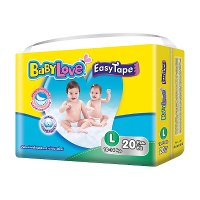 ราคา เบบี้เลิฟ อีซี่ เทป ผ้าอ้อมแบบเทป ขนาด L 10-14 กก. 20 ชิ้น (BabyLove Easy Tape Diapers Size L 10-14kg 20pcs)