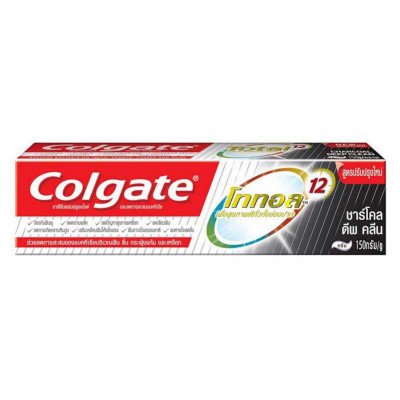 คอลเกต โททอล ชาร์โคล ดีพ คลีน ยาสีฟันเพื่อลดการสะสมของแบคทีเรีย 150กรัม (Colgate Total Charcoal Deep Clean Toothpaste 150g)