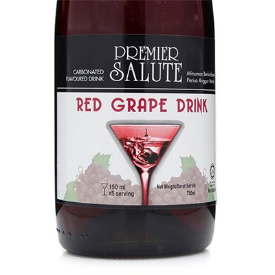 พรีเมียร์ ซาลูท น้ำรสองุ่นแดง 10% อัดก๊าซ 750มล. (Premier Salute Red Grape Carbonated Flavoured Drink 750ml)