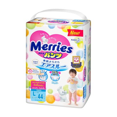 เมอร์รี่ส์ กางเกงผ้าอ้อม ขนาด L 9-14 กก. 44 ชิ้น (Merries Pant Diapers Size L 9-14kg 44pcs)
