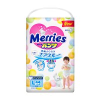 ราคา เมอร์รี่ส์ กางเกงผ้าอ้อม ขนาด L 9-14 กก. 44 ชิ้น (Merries Pant Diapers Size L 9-14kg 44pcs)