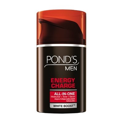พอนด์ส เมน เอ็นเนอร์จี้ ชาร์จ ออลอินวัน มอยซ์เจอร์ไรเซอร์+โทเนอร์+เซรั่ม 50 กรัม (Pond's Men Energy Charge All-In-One Moisturizer+Toner+Serum 50g)
