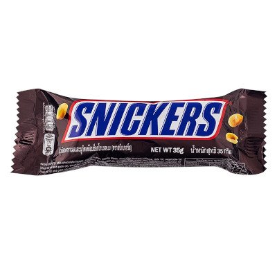 สนิกเกอร์ส ถั่วลิสงคาราเมลและนูกัตเคลือบช็อกโกแลตนม 35กรัม (Snickers Caramel Peanuts And Nougat Coated Milk Chocolate 35g)