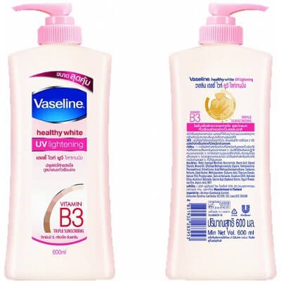 Vaseline Healthy White UV Lightening Lotion 600ml (วาสลีน โลชั่น เฮลธี้ ไวท์ ยูวี ไลท์เทนนิ่ง 600 มล.)
