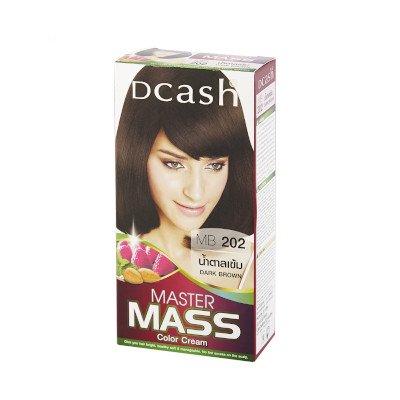 ดีแคช ครีมเปลี่ยนสีผม มาสเตอร์แมสคัลเลอร์ครีม เอ็มบี 202 น้ำตาลเข้ม 1 ชุด (D Cash MB 202 Dark Brown Master Mass Color Cream Hair Color Cream 1 Set)