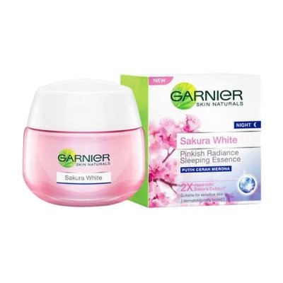 การ์นิเย่ สกิน แนทเชอรัลส์ ซากุระ ไวท์ พิงคิช เรเดียนซ์ สลีปปิ้ง เอสเซนส์ ครีมบำรุงผิวกลางคืน 50 มล. (Garnier Skin Naturals Sakura White Pinkish Radiance Sleeping Essence Night Cream 50ml)