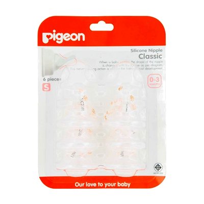 พีเจ้น จุกนมซิลิคอน คลาสสิค ขนาด S 6 ชิ้น (Pigeon Classic Silicone Nipple Size S 6pcs)