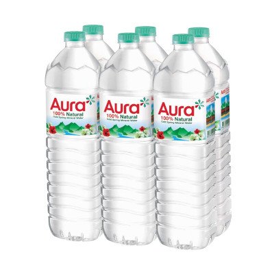 ออรา น้ำแร่เย็นธรรมชาติแท้ 100% 1500มล. x 6 ขวด (Aura 100% Natural Cold Spring Mineral Water 1500ml x 6pcs)