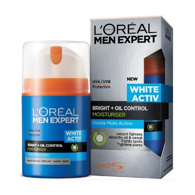 ลอรีอัลปารีส เม็นเอ็กเพิร์ท ผลิตภัณฑ์บำรุงผิวหน้าเพื่อผิวกระจ่างใสและปกป้องความมัน 50 มล. (L'Oreal Paris Men Expert White Activ Bright+Oil Control Moisturiser 50ml)