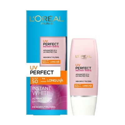 ลอรีอัล ปารีส ยูวี เพอร์เฟ็คท์ อินสแตนท์ ไวท์ ผลิตภัณฑ์บำรุงผิวหน้าผสมสารกันแดด เอสพีเอฟ 50+ 30 มล. (L'Oreal Paris UV Perfect Instant White SPF50+ UV Protector Instant Fairness 30ml)