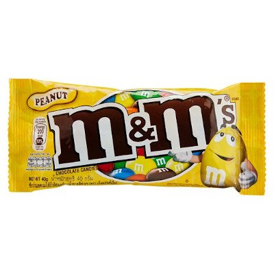 เอ็มแอนด์เอ็ม ช็อกโกแลตนมไส้ถั่วลิสงเคลือบน้ำตาลสีต่างๆ 40กรัม (M&M's Thin Crisp Shell Milk Chocolate Covered Peanuts Chocolate Candies 40g)
