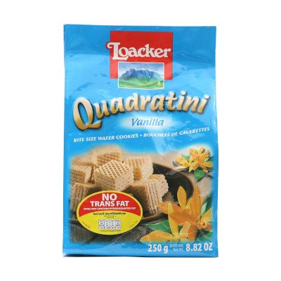 ล็อคเกอร์ ควอดราตินี เวเฟอร์ชิ้นเล็ก สอดไส้ครีมวานิลลา 250กรัม (Loacker Quadratini Vanilla Bite Size Wafer Cookies 250g)