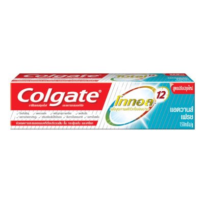 คอลเกต โททอล 12 แอดวานส์ เฟรช เจล ยาสีฟันผสมฟลูออไรด์ป้องกันฟันผุ 150กรัม (Colgate Total 12 Advanced Fresh Gel Anticavity Toothpaste 150g)
