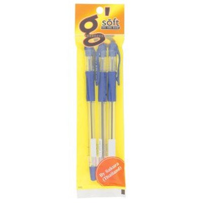 จีซอฟท์ ปากกาลูกลื่น ลายเส้น 0.38มม. สีน้ำเงิน 3 ด้าม (G Soft Blue Ballpoint Pens 0.38mm 3 pcs)
