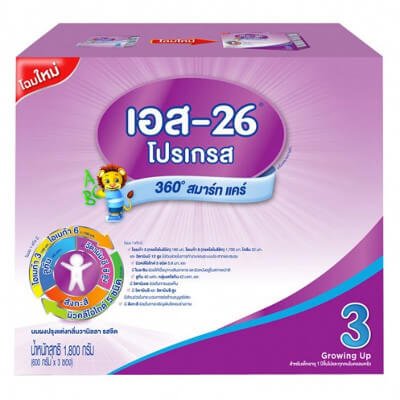 เอส-26 โปรเกรส นมผงปรุงแต่งกลิ่นวานิลลา รสจืด สูตรผสม 5 นิวคลีโอไทด์และลูทีน 600กรัม x 3 ซอง (S-26 Progress Vanilla Flavoured Milk Powder with Nucleotides and Lutein 600g x 3pcs)