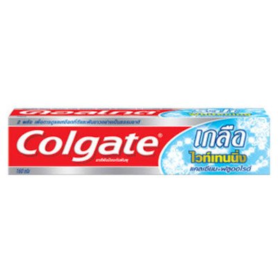 คอลเกต เกลือ ไวท์เทนนิ่ง แคลเซียม+ฟลูออไรด์ ยาสีฟันผสมฟลูออไรด์ 160กรัม (Colgate Salt Whitening Calcium+Fluoride Cavity Protection Toothpaste 160g)