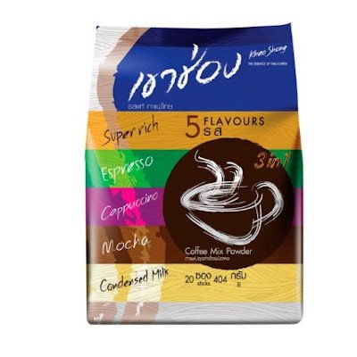 เขาช่อง กาแฟปรุงสำเร็จ 3 อิน 1 ชนิดผง 5 รส 20 ซอง (Khao Shong 5 Flavours 3 in 1 Coffee Mix Powder 20pcs)