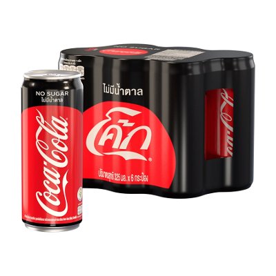 โค้ก ซีโร่ เครื่องดื่มอัดลม 325 มล. x 6 กระป๋อง (Coca-Cola Zero Carbonated Drink 325ml x 6 pcs)