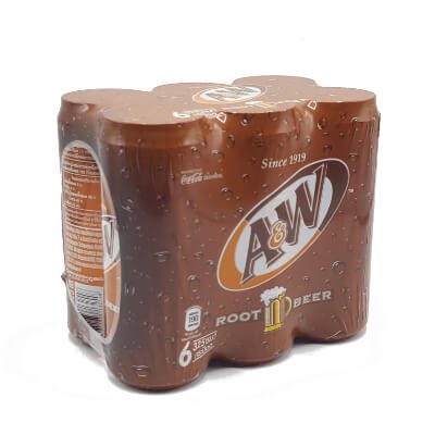 เอ แอนด์ ดับบลิว เครื่องดื่มน้ำอัดลม กลิ่นรูทเบียร์ 325 ซม^3 6 กระป๋อง (A&W Root Beer Flavoured Carbonated Drinks 325 cm^3 6 Pcs)
