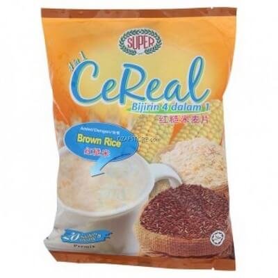 ซุปเปอร์ ซีเรียล ธัญญาหารปรุงสำเร็จ 4 อิน 1 ผสมข้าวกล้อง 600กรัม x 20 ซอง (Super Brown Rice 4 In 1 Instant Cereal 600g x 20 Sachets)