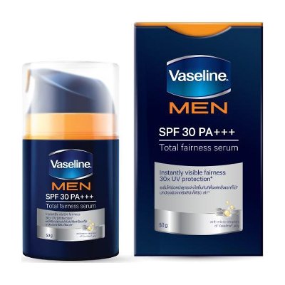 วาสลีน เมน เฟซ แอนตี้ สปอต ไวท์เทนนิ่ง เอสพีเอฟ 30 พีเอ++ โททอล แฟร์เนส เซรั่ม เซรั่มบำรุงผิว 50 กรัม (Vaseline Men Face Anti Spot Whitening SPF30 PA+++ Total Fairness Serum 50g)