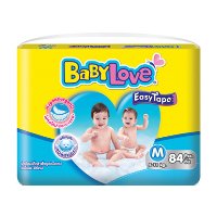 ราคา เบบี้เลิฟ อีซี่ เทป ผ้าอ้อมแบบเทป ขนาด M 5-11 กก. 84 ชิ้น (BabyLove Easy Tape Diapers Size M 5-11kg 84pcs)