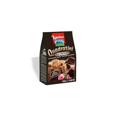 ล็อคเกอร์ ควอดราตินี เวเฟอร์ชิ้นเล็กสอดไส้ครีมดาร์กช็อกโกแลต 250กรัม (Loacker Quadratini Dark Chocolate Flavour Bite Size Wafer Cookies 250g)