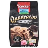 ราคา ล็อคเกอร์ ควอดราตินี เวเฟอร์ชิ้นเล็กสอดไส้ครีมดาร์กช็อกโกแลต 250กรัม (Loacker Quadratini Dark Chocolate Flavour Bite Size Wafer Cookies 250g)