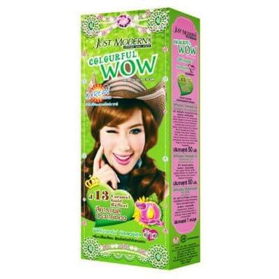 จัสท์โมเดอร์น คัลเลอร์ฟูลว้าว ครีมเปลี่ยนสีผม สีคาราเมลประกายทอง เจ 13 50มล. (Just Modern Colourful Wow J13 Caramel Gold Reflect Hair Color Cream 50ml)
