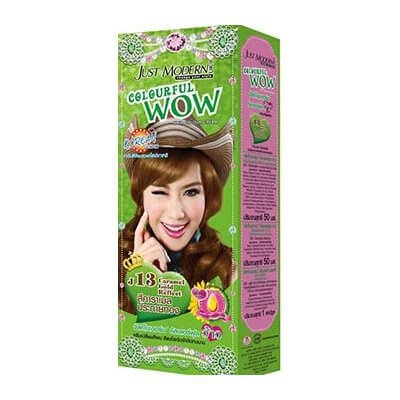 จัสท์โมเดอร์น คัลเลอร์ฟูลว้าว ครีมเปลี่ยนสีผม สีคาราเมลประกายทอง เจ 13 50มล. (Just Modern Colourful Wow J13 Caramel Gold Reflect Hair Color Cream 50ml)