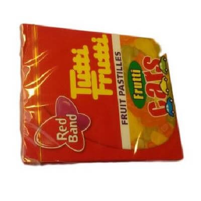 เรดแบนด์ ทุตตี้ฟรุตตี้ วุ้นเจลาติน รูปรถยนต์ 15กรัม (Red Band Tutti Frutti Car Shaped Artificial Fruit Pastilles 15g)