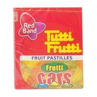 ราคา เรดแบนด์ ทุตตี้ฟรุตตี้ วุ้นเจลาติน รูปรถยนต์ 15กรัม (Red Band Tutti Frutti Car Shaped Artificial Fruit Pastilles 15g)