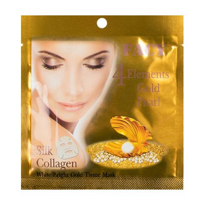 เฟซี่ ไวท์ ไบร์ท โกลด์ ทิชชูมาส์ก (Facy 4 Elements Gold Pearl Silk Collagen White Bright Gold Tissue Mask)