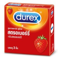 ราคา ดูเร็กซ์ ถุงยางอนามัย รุ่นสตรอเบอร์รี่ ผิวเรียบ 52.5มม x 3 ชิ้น (Durex Strawberry Condom 52.5mm x 3pcs)
