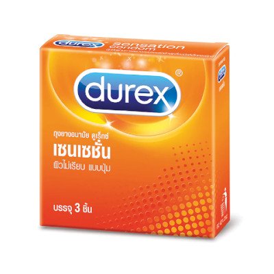 ดูเร็กซ์ เซนเซชั่น ถุงยางอนามัย ผิวไม่เรียบ ขนาด 52มม. 3 ชิ้น (Durex Sensation Size 52mm. Uneven Surface Condom 3 pcs)