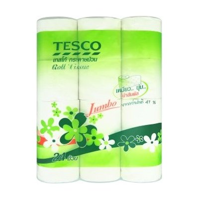 เทสโก้ จัมโบ้ กระดาษทิชชูม้วนหนา 2 ชั้น ขนาด 10.0 x 11.3ซม. ยาว 552ม. 24 ม้วน (Tesco Jumbo 552m 10.0 x 11.3cm 2ply Roll Tissue 24pcs)