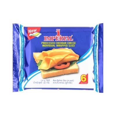 อิมพีเรียล โพรเซสเชดด้าชีส ชนิดแผ่นห่อเดี่ยว 6 แผ่น (Imperial Processed Cheddar Cheese 6 Slices)